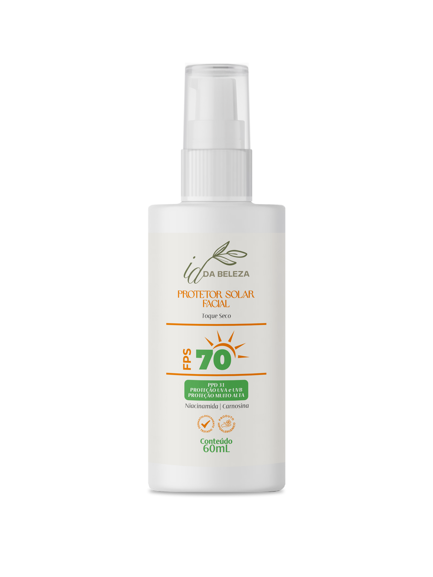 Protetor Solar Facial FPS 70 Toque Seco - 60mL